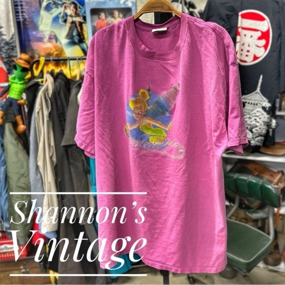 Disney store Tinkerbell VNTG 90s USA fabric sz XXL glitter graphic tee A25